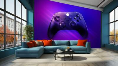 3D illustration. New generation game controller on blue and pink background Wall mural