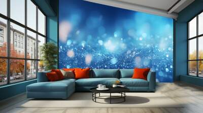 3D render Electric blue abstract glitter sparkler background. de-focused wallpaper for template. presentation. copy text space. Wall mural