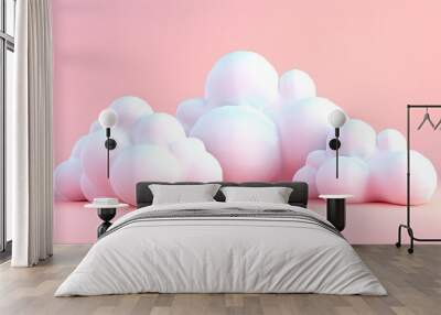 A group of white clouds on a pink background Wall mural