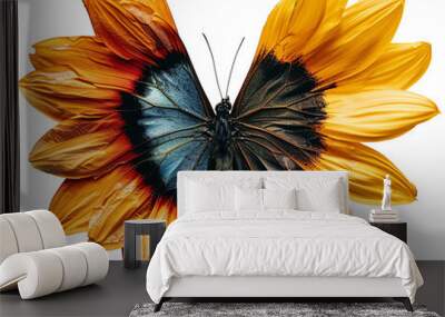 Half butterfly half sunflower #08 cutout on transparent background. for template graphic design artwork. banner, card, t shirt, sticker. Wall mural