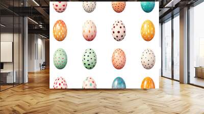 Set of Easter eggs colourful #02 cutout on transparent background. Easter day. Mockup advertisement. product presentation. banner, poster, card, t shirt, sticker. Wall mural