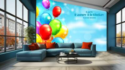 Balloons party invitation card Vector. celebrate events banner posters Wall mural