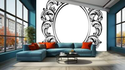 Baroque frame decor. Detailed rich ornament vector illustration graphic line art Wall mural