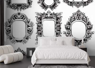 Baroque Mirror frames set collection. Vector French Luxury rich intricate ornaments. Victorian Royal Style decors Wall mural