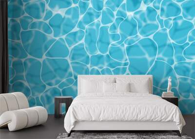 Blue water Vector realistic. Summer sea poster template. Sea waves abstract backgrounds Wall mural