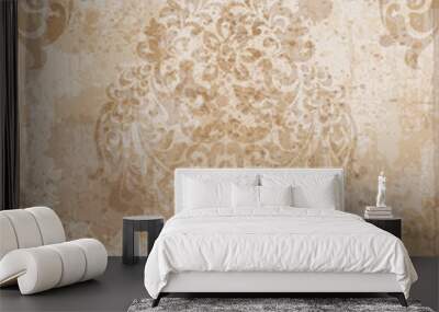 Damask pattern texture Vector. Royal fabric background. Luxury decors copper colors Wall mural