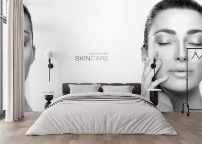 Beauty Face Spa Woman. Greyscale beauty portrait of a sensual young woman Wall mural