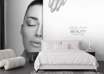 Beauty portrait of a sensual woman in greyscale. Skincare and healthy beauty concept Wall mural