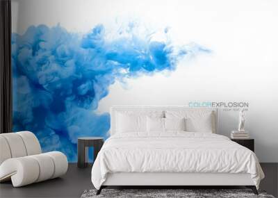 Blue Acrylic Ink in Water. Color Explosion. Paint Texture Wall mural