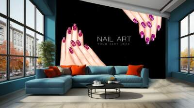 Colorful Nail Art. Crackle Nail Lacquer. Tattoo Wall mural