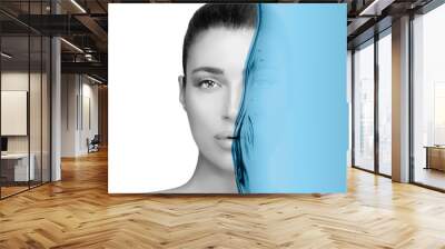 Face portrait of a beautiful woman. Skin care concept Wall mural