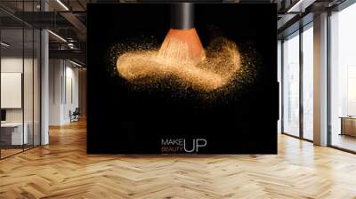 Makeup concept. Cosmetics brush with glowing face powder Wall mural