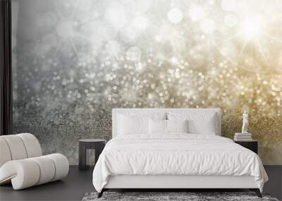 Silver and Gold Christmas background Wall mural