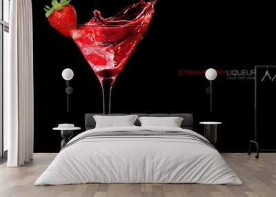 Stylish Cocktail Glass with Strawberry Liquor Splashing. Party Concept Wall mural