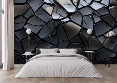 Elemental ruthenium surface material texture, cracked and peeling metallic chips Wall mural