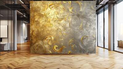 Gilded wallpaper, silver and gold accents with retro vintage influence, surface material texture Wall mural