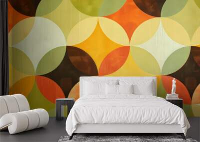 Overlapping circles 1970s interior wallpaper, surface material texture Wall mural