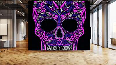 mexican skull hichol pink Wall mural