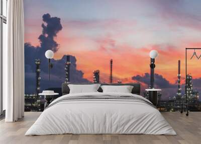 Gas turbine electrical power plant at dusk with twilight Wall mural