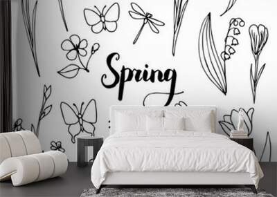 vector spring doodle set Wall mural