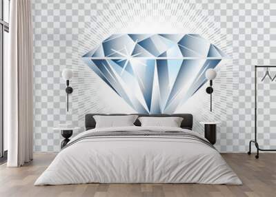 Diamond realistic vector illustration. Brilliant isolated Wall mural