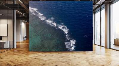 Aerial view over coral reef, Fiji Wall mural