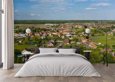 Aerial view of Kastel, a  village in East Flanders Belgium Wall mural