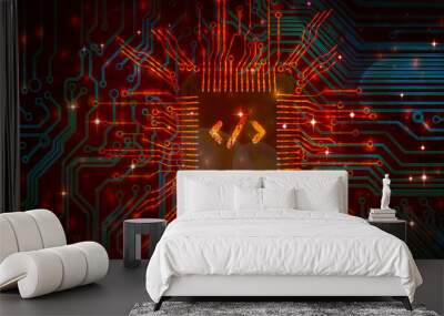 Cyberspace coding icon cyber security concept cyber crime prevention data hacking data mining data protection computer programming concept  Wall mural