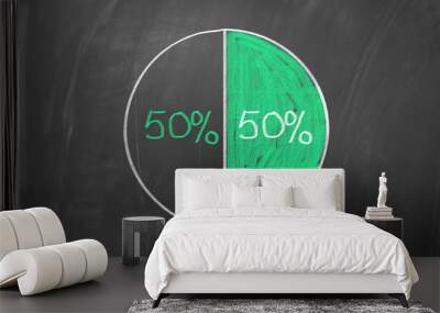 fifty fifty pie chart Wall mural