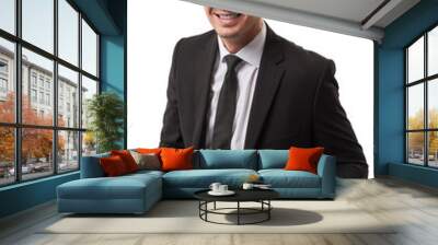 Modern business man showing the profit increase on his tablet Wall mural