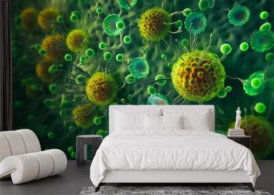 virus imaging from computer with an artificial intelligence (AI) tool open on the screen Generative AI Wall mural