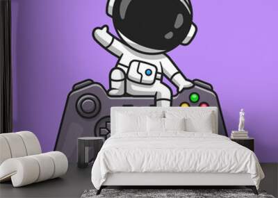 Cute Astronaut Waving Hand On Controller Cartoon Vector
Icon Illustration. Technology Recreation Icon Concept Isolated
Premium Vector. Flat Cartoon Style Wall mural