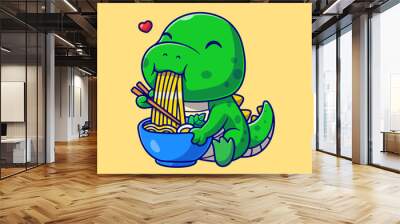 Cute Dino Eating Noodles Cartoon Vector Icon Illustration.
Animal Food Icon Concept Isolated Premium Vector. Flat
Cartoon Style Wall mural