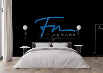 Initial FN signature logo template vector. Hand drawn Calligraphy lettering Vector illustration.
 Wall mural