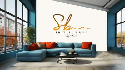 Initial SB signature logo template vector. Hand drawn Calligraphy lettering Vector illustration. Wall mural