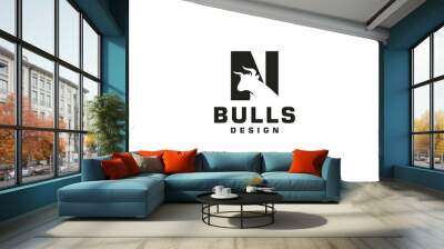 Letter N logo, Bull logo,head bull logo, monogram Logo Design Template Element Wall mural