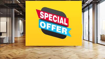 Special offer vector ribbon design template. Banner sale tag. Market special offer discount label Wall mural