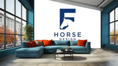 The logo design with the initial letter F is combined with a modern and professional horse head symbol Wall mural