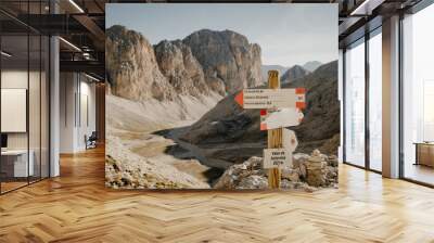 Dolomites Hiking Trail Sign Wall mural