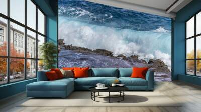 Dramatic Ocean crashing wave Hawaii at Makapu Point Wall mural