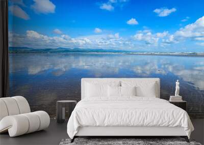 lake and blue sky Wall mural