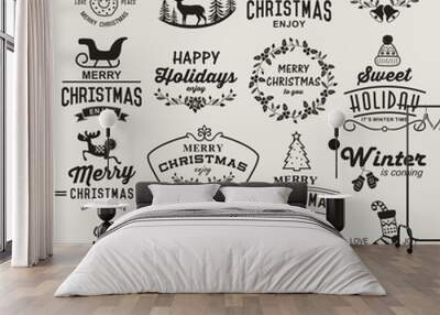  Christmas design elements, logos, badges, labels, icons, decoration and objects set. Wall mural