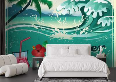 Advertising for summer seaside background Wall mural