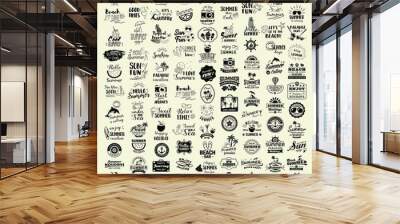 Collection of 100 Summer logotypes set. Summer typography, logos, badges, labels, icons and objects. Wall mural