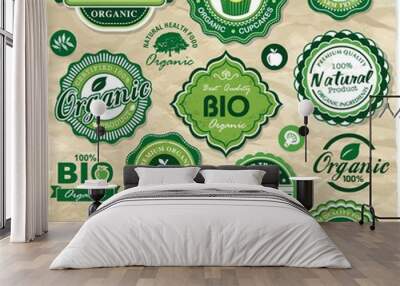 Collection of organic labels Wall mural