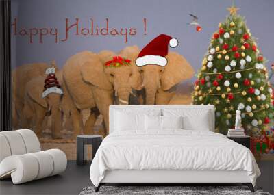 Elephant Holiday Greetings Wall mural