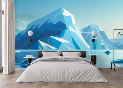 Climate change accelerating glacial melt, flat design illustration Wall mural