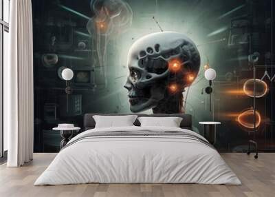 human skull technology model Wall mural