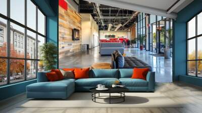 Startup culture, dynamic tech environment, innovative workspace, highenergy design Wall mural