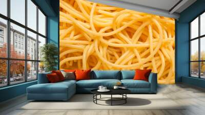 background of cooked aldente Spaghetti pasta Wall mural